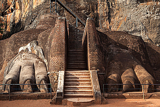 狮子,楼梯,狮子岩,锡吉里耶,石头,要塞,中央省,斯里兰卡,亚洲