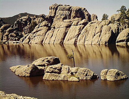 石头,湖,卡斯特州立公园,南达科他,美国