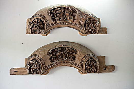 浙江绍兴鲁镇旅游区文物展品传统建筑装饰木雕