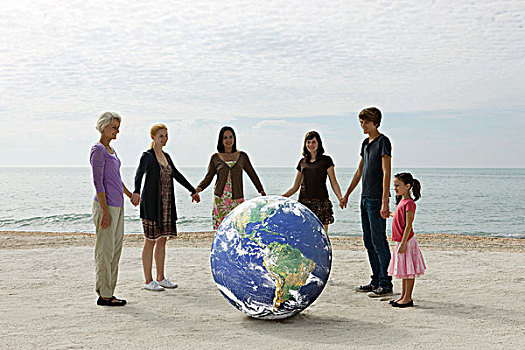 环境,概念,人群,握手,站立,星球,地球