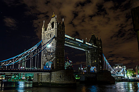 光亮,塔桥,泰晤士河,夜晚,伦敦,英格兰,英国,欧洲