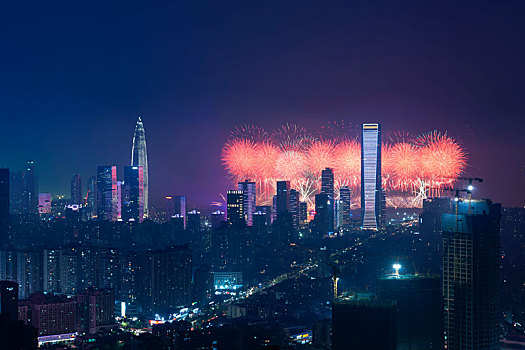 中国广东深圳特区庆祝建国70周年烟花汇演