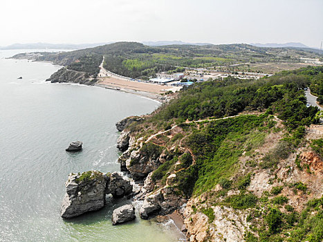 航拍辽宁大连滨海国家地质公园金石滩园区东部景区,金石滩国家旅游度假区内