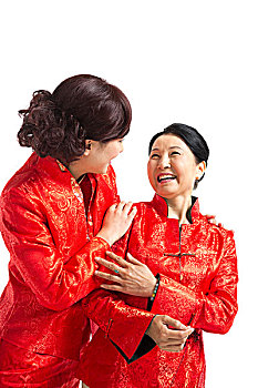 棚拍中国新年唐装母女