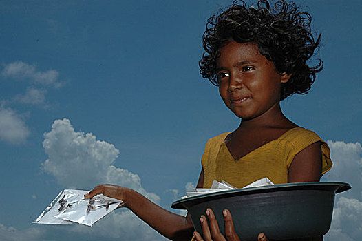 女孩,销售,壳,市场,海洋,海滩,孟加拉,四月,2006年