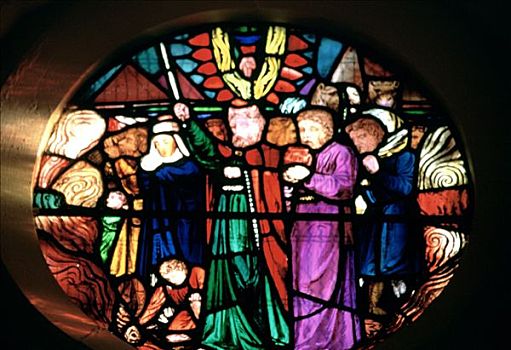 彩色玻璃窗,圣玛丽教堂,赫里福德郡,英格兰