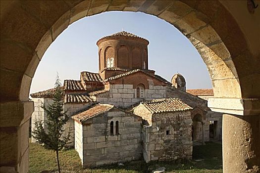 教堂,窗,阿尔巴尼亚