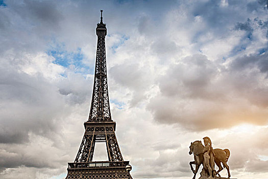 希腊,战士,雕塑,埃菲尔铁塔,巴黎,法国