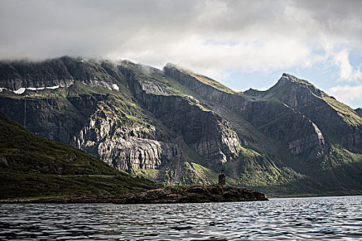 乌云,上方,山,峡湾,挪威