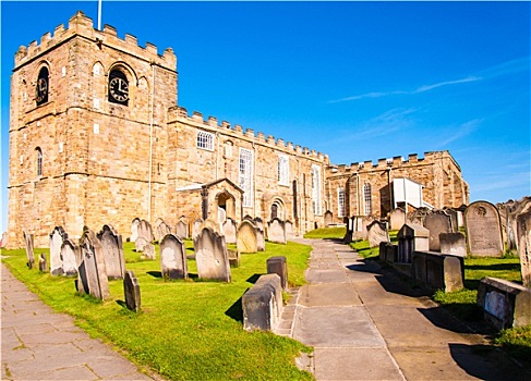 风景,圣玛丽教堂,墓碑,惠特比,教堂,北约克郡,英国
