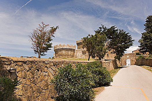 城堡,15世纪,海湾地区,遗迹,省,里窝那,托斯卡纳,意大利,欧洲