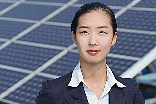 职业女性,房顶,太阳能电池板,装配,工厂,太阳能,山谷,中国