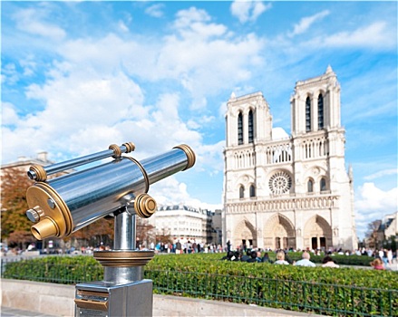 望远镜,旅游,女人,巴黎