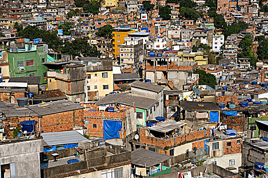 巴西,里约热内卢,棚户区,俯视,屋顶