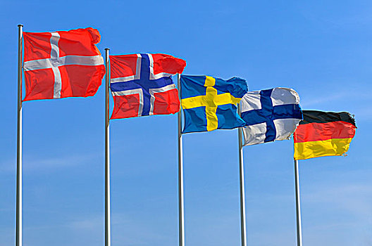 国旗,丹麦,挪威,瑞典,芬兰,德国,欧洲