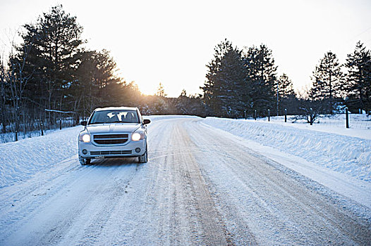 汽车,驾驶,道路,雪中