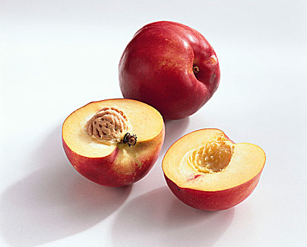 油桃,品种,抠像,食物,单独,新鲜,水果,一半,平分