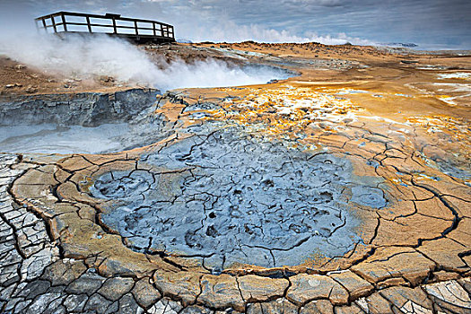 喷气孔,泥,硫磺,矿物质,注视,蒸汽,地热,区域,山峦,东北方,冰岛,欧洲