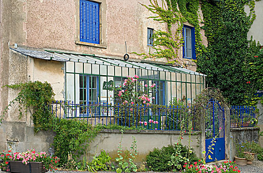 房子,玻璃,阳台,博若莱葡萄酒,酒乡,罗纳河谷,法国