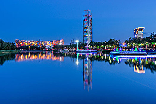 北京奥林匹克公园夜景