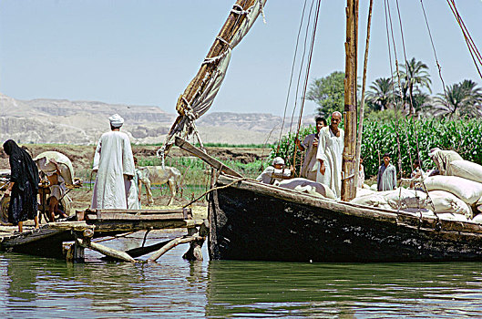 三桅帆船,尼罗河,埃及,艺术家