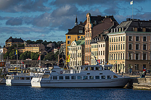 船,码头,水岸,格姆拉斯坦,老城,斯德哥尔摩,瑞典