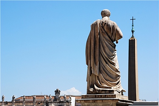雕塑,广场,梵蒂冈城,罗马,意大利