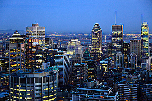 加拿大,魁北克,蒙特利尔,市区,天际线,夜晚