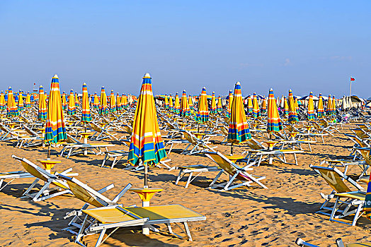 海滩,折叠,伞,太阳,椅子,威尼托,意大利,欧洲
