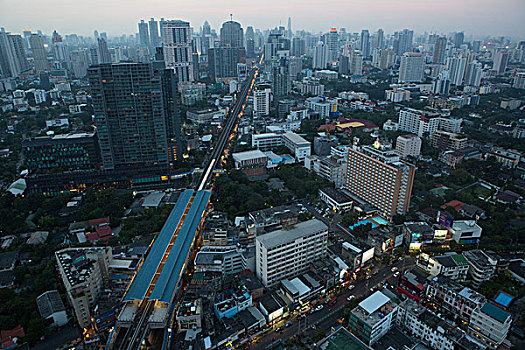 俯拍,城市,曼谷,泰国