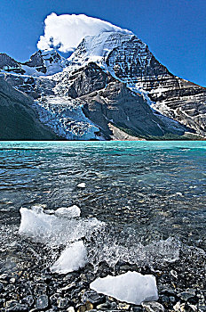 冰,大块,冰山,冰河,湖,罗布森山,省立公园,不列颠哥伦比亚省,加拿大