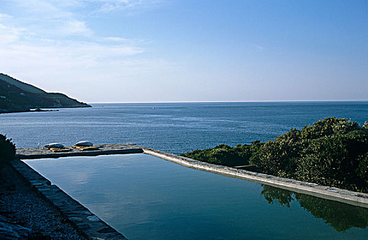 景色,平和,游泳池,爱琴海