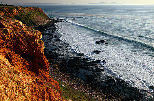 悬崖,海滩,加利福尼亚,美国