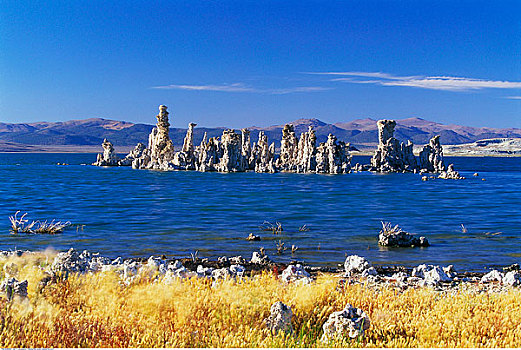 岩石构造,湖,莫诺湖,石灰华州立保护区,加利福尼亚,美国