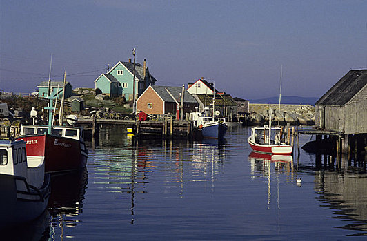 加拿大,新斯科舍省,佩姬湾,靠近,哈利法克斯,彩色,渔村,船