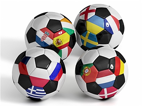 四个,隔绝,足球,旗帜,欧洲,国家