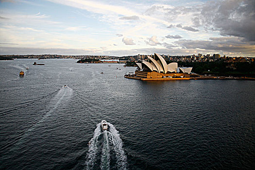 悉尼,歌剧院,夜晚,风景,港口,桥,澳大利亚
