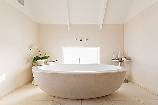 圆,现代,白色,奢华,湿透,浴缸