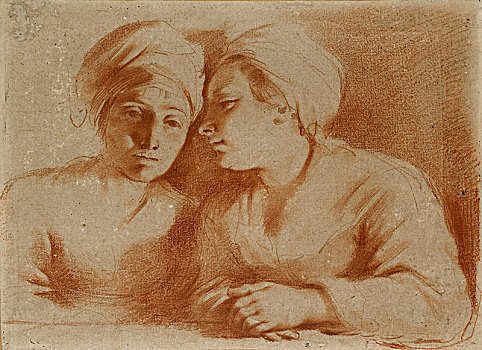两个女人,坐,17世纪中期,艺术家