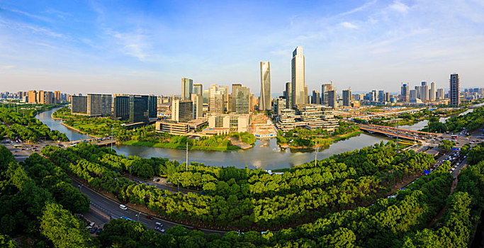 鄞州,东部新城,宁波东部新城,俯瞰,俯视,全景,高楼,城市,建筑,水面,桥