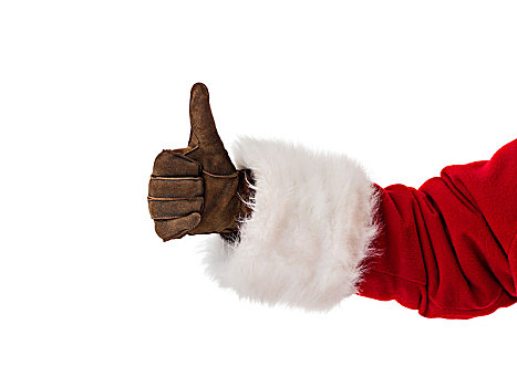 圣诞老人,手,展示,竖大拇指,特写,头像,隔绝,白色背景,背景