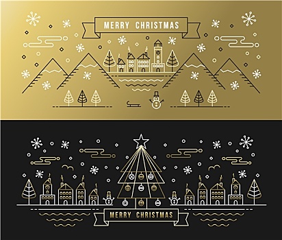 圣诞快乐,金色,轮廓,树,圣诞节,假日