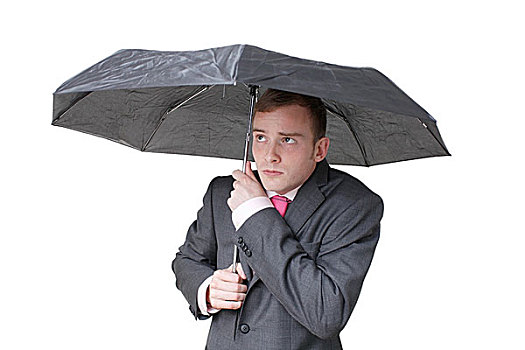商务,男人,隐藏,伞
