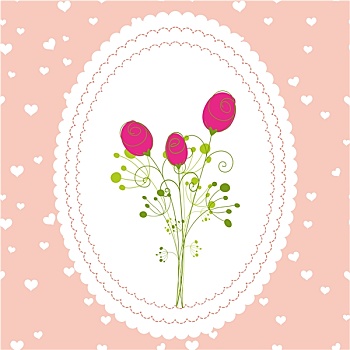 春天,玫瑰,花,粉色背景,贺卡