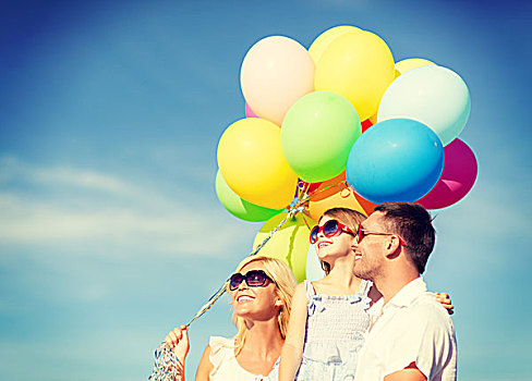 暑假,庆贺,孩子,人,概念,幸福之家,彩色,气球,户外