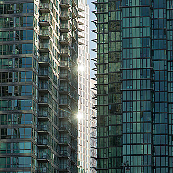 现代,玻璃,建筑,市区,温哥华,不列颠哥伦比亚省,加拿大