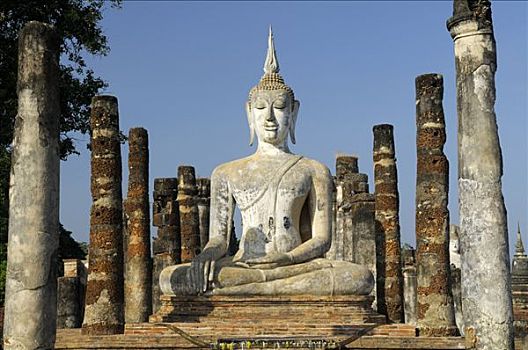 玛哈泰寺,庙宇,佛像,世界遗产,素可泰,泰国,亚洲