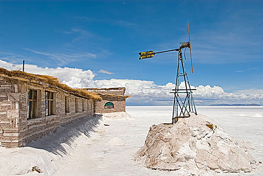 房子,盐,盐湖,乌尤尼盐沼,靠近,高原,玻利维亚,南美