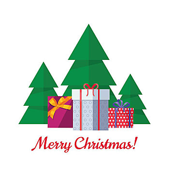 圣诞快乐,矢量,概念,设计,风格,包装,彩色,纸,带,礼物,礼盒,圣诞树,插画,寒假,销售,折扣,广告,贺卡