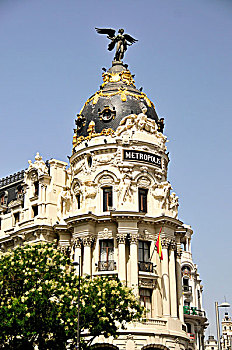 城市建筑,爱德菲斯,奶奶,雄伟,天使,雕塑,马德里,西班牙,伊比利亚半岛,欧洲